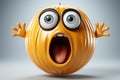 Humorous terrified emoticon in 3D on white Royalty Free Stock Photo