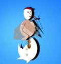 Humorous visualization of iron logic in the form of a snowman similar to Sherlock Holmes