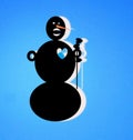 Humorous visualization of passion in the form of an Othello-like snowman