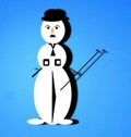 A humorous visualization of a talent in the form of a snowman, similar to Charlie Chaplin