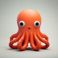 Humorous Zbrush Sculpted Orange Octopus Toyen With Trapped Emotions