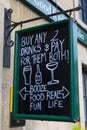 Humourous Sign on Exterior of a Pub in the UK Royalty Free Stock Photo