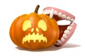 Vampire Teeth Biting Jack O'Lantern