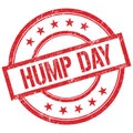 HUMP DAY text written on red vintage stamp