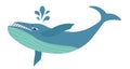 Humpback blue whale cartoon vector illustration Royalty Free Stock Photo