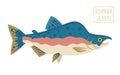 Humpback Salmon, vector cartoon illustration Royalty Free Stock Photo