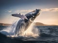 Humpback whale breach Royalty Free Stock Photo