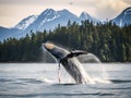 Ai Generated illustration Wildlife Concept of Humpback Whale Breaching Kenai Fjords National Park Alaska Royalty Free Stock Photo