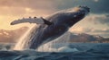 Humpback whale jumping out of the water. Royalty Free Stock Photo