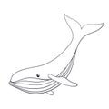 Humpback whale logo in line art style. Undersea animal in hand drawn style. Vector illustration isolated on a white Royalty Free Stock Photo