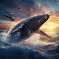 Ai Generated illustration Wildlife Concept of Humpback Whale