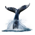 Humpback whale tail fluke breaching out of the water with a splash Royalty Free Stock Photo