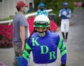 Jockey Wearing a Face Mask During the COVID-19 Pandemic at Fanless Belmont Park.