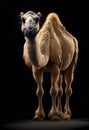 Humped camel on a black background. Generated AI