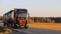 Scania S500 Tank Container Transport at Autumn Sunset