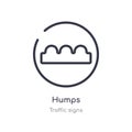humps outline icon. isolated line vector illustration from traffic signs collection. editable thin stroke humps icon on white