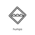 Humps sign icon. Trendy modern flat linear vector Humps sign icon on white background from thin line traffic sign collection