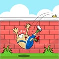 Humpty Dumpty Egg Cartoon Character Falling Off The Wall