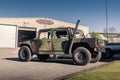 Humvee military car in front of Crewe Heritage Centre museum in Cheshire East, UK