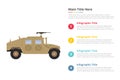 Humvee military infographics template with 4 points of free space text description - 