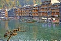 Old architectural houses called Diaojiaolou build along Tuojiang river. Fenghuang ancient town was added to the Unesco World Herit