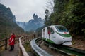 Hunan Zhangjiajie National Forest Park Jinbian Creek Shilihualang `small train`