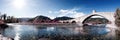 Hunchback bridge panorama in bobbio Royalty Free Stock Photo