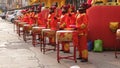 Architectural appearance of the Lingbao temple in Hunchun, China, in the northern province of Jilin