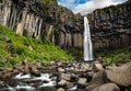 Hundafoss waterfall on the way to Svartifoss waterfall in Iceland Royalty Free Stock Photo