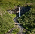 Hundafoss waterfall on the way to Svartifoss waterfall in Iceland Royalty Free Stock Photo