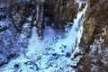 Hundafoss Waterfall in Winter Royalty Free Stock Photo