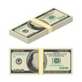 Hundred dollar bill on white background. Money. Vector stock illustration. Royalty Free Stock Photo