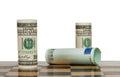 Hundred dollar bills in a chess game Royalty Free Stock Photo