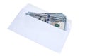 Hundred dollar bills in the envelop isolated on white background