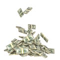 hundred dollar bills falling on transparent background 3d Royalty Free Stock Photo