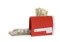 Hundred Dollar Bills Flowing Mailbox Royalty Free Stock Photo