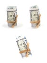 Hundred-dollar bills rolled Royalty Free Stock Photo