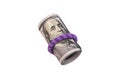 Hundred dollar bills rolled up with rubberband Royalty Free Stock Photo