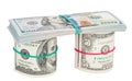 Hundred dollar bills rolled up with rubberband Royalty Free Stock Photo