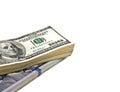 Hundred dollar bills on a white background Royalty Free Stock Photo