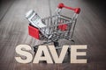 A hundred dollars in the shopping trolley Royalty Free Stock Photo