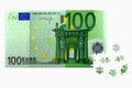 Hundred euro banknote jigsaw puzzle on white background Royalty Free Stock Photo