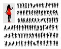 Hundred female silhouettes