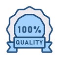 Hundred percent quality tag, label ico
