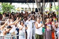 Hundreds of Catholics attend the outdoor mass on the traditional first Friday of 2023 at Senhor do Bonfim church