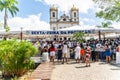 Hundreds of Catholics attend the outdoor mass on the traditional first Friday of 2023 at Senhor do Bonfim church