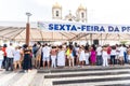 Hundreds of Catholics attend the outdoor mass on the traditional first Friday of 2023 at Senhor do Bonfim church