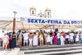 Hundreds of Catholics attend the outdoor mass on the traditional first Friday of 2023 at Senhor do Bonfim church