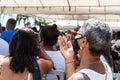 Hundreds of Catholics attend the outdoor mass on the traditional first Friday of 2023 at Senhor do Bonfim church