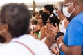 Hundreds of Catholics attend the outdoor mass on the traditional first Friday of 2023 at Senhor do Bonfim church